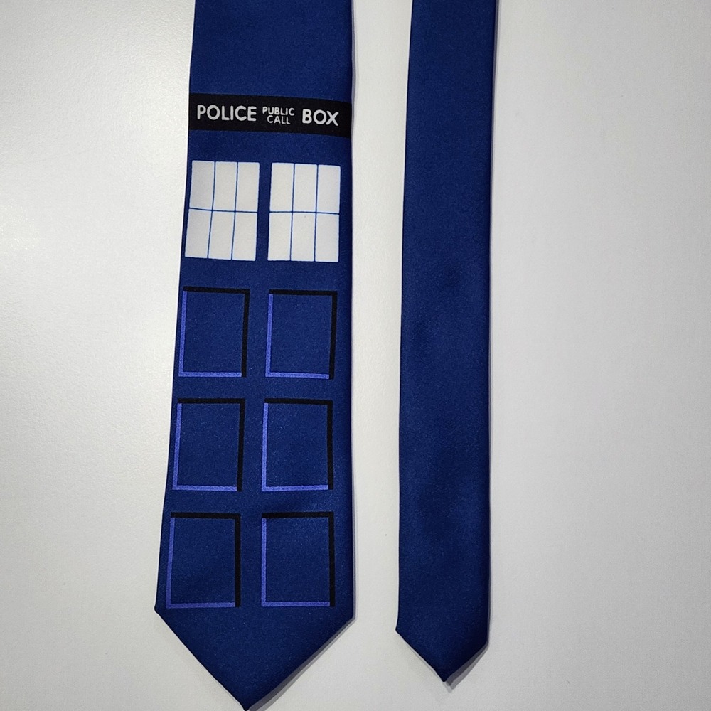 Doctor Who Tardis Necktie Blue Police Box BBC Cosplay Sci-Fi Geek Grad Prom Work